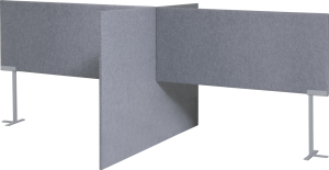 Akoestisch paneel, X-opstelling, hoogte 140 cm, 2x tussenpaneel 80 cm op hoge voet, tbv 140 x 80 cm
