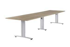 Basic vergadertafel met koppelpoot 400 x 100 cm, instelbaar 62 - 86 cm