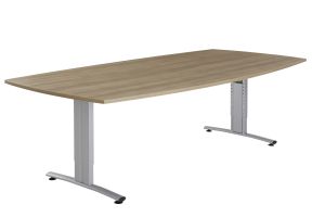Basic vergadertafel tonvorm 240 x 100/120 cm, instelbaar 62 - 86 cm