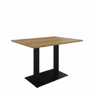 Kolom tafel recht 120 x 80 cm, 2 x vierkante kolom op rechthoekige voet 80 x 50 cm, hoogte 75 cm