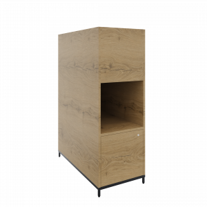 Flexwall plantenkast op 4-poots sokkel 43bx124hx84d, 1-vak dichte achterzijde,1x deur linksdraaiend