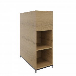 Flexwall plantenkast op metalen 4-poots sokkel 43 br x 124 hg x 90 dp, 4-vaks dichte achterzijde