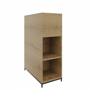 Flexwall plantenkast op metalen 4-poots sokkel 43 br x 124 hg x 80 dp, 4-vaks dichte achterzijde