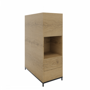 Flexwall plantenkast op 4-poots sokkel 43brx124hgx80dp, 2-vaks dichte achterzijde, 4 x uittreklade