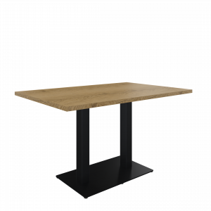 Kolom tafel recht 140 x 80 cm, 2 x vierkante kolom op rechthoekige voet 80 x 50 cm, hoogte 75 cm