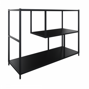 Flexwall frame 85 hg x 119 br x 43 dp, indeling 3-vaks en inclusief 3 legborden asymetrisch