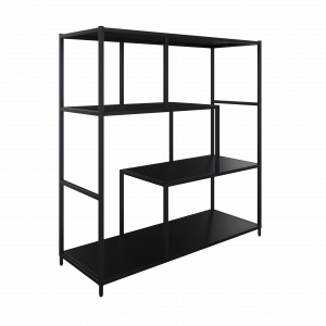Flexwall frame 124 hg x 119 br x 43 dp, indeling 4-vaks en inclusief 4 legborden asymetrisch