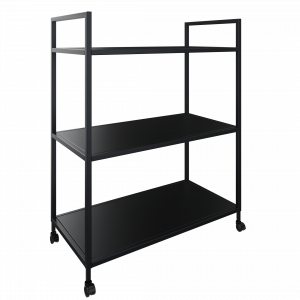 Flexwall trolley 89/113 hg x 80 br x 43 dp, indeling 2-vaks en 3 legborden, op 4 wielen met rem