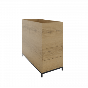 Flexwall plantenkast 2OH op 4-poots sokkel 43brx85hgx90dp, 2-vaks met 4 x uittreklade, push to open