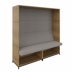 Flexwall dichte zitbank L/R 4 OH op metalen 4-poots sokkel en ondervak incl. zit/rug kussenset 