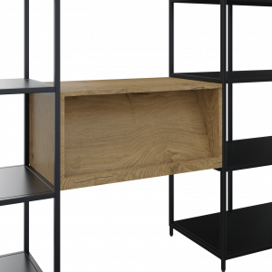 Flexwall tussenhangend element 76br x 36hg x 43dp, 2x schuine tijdschrift planken, 2-zijdige toegang