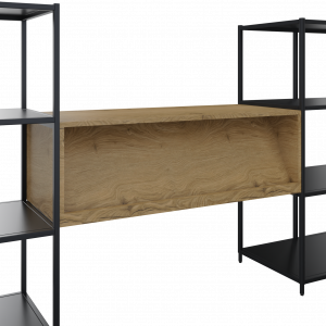 Flexwall tussenhangend element 115br x 36hg x 43dp, 2x schuine tijdschrift planken,2-zijdige toegang