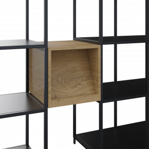 Flexwall tussenhangend element 36br x 36hg x 43dp, 2x schuine tijdschrift planken, 2-zijdige toegang