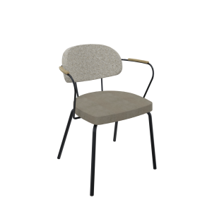 Rondo 4-poots met armleggers, metaal Ø 21/12 mm, lage rug, zithoogte 46 cm