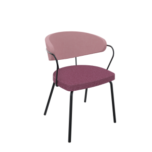 Rondo 4-poots met armleuning, metaal Ø 21/12 mm, lage kuiprug, zithoogte 46 cm