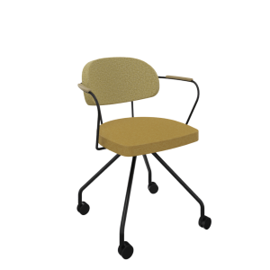 Rondo 4-teens met armleggers, metaal Ø 21/12 mm, verrijdbaar, lage rug, zithoogte 46 cm 