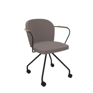 Rondo 4-teens met armleggers, metaal Ø 21/12 mm, verrijdbaar, hoge rug, zithoogte 46 cm 