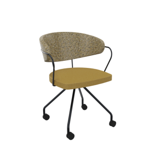 Rondo 4-teens met armleuning, metaal Ø 21/12 mm, verrijdbaar, lage kuiprug, zithoogte 46 cm 