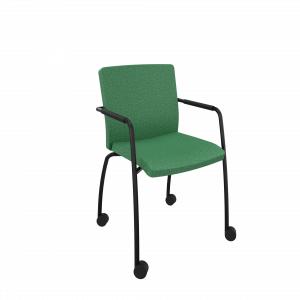 Alfa 4-poots frame met wielen, hoge rug, geheel gestoffeerd, armleuningen met armopdek polyurethaan